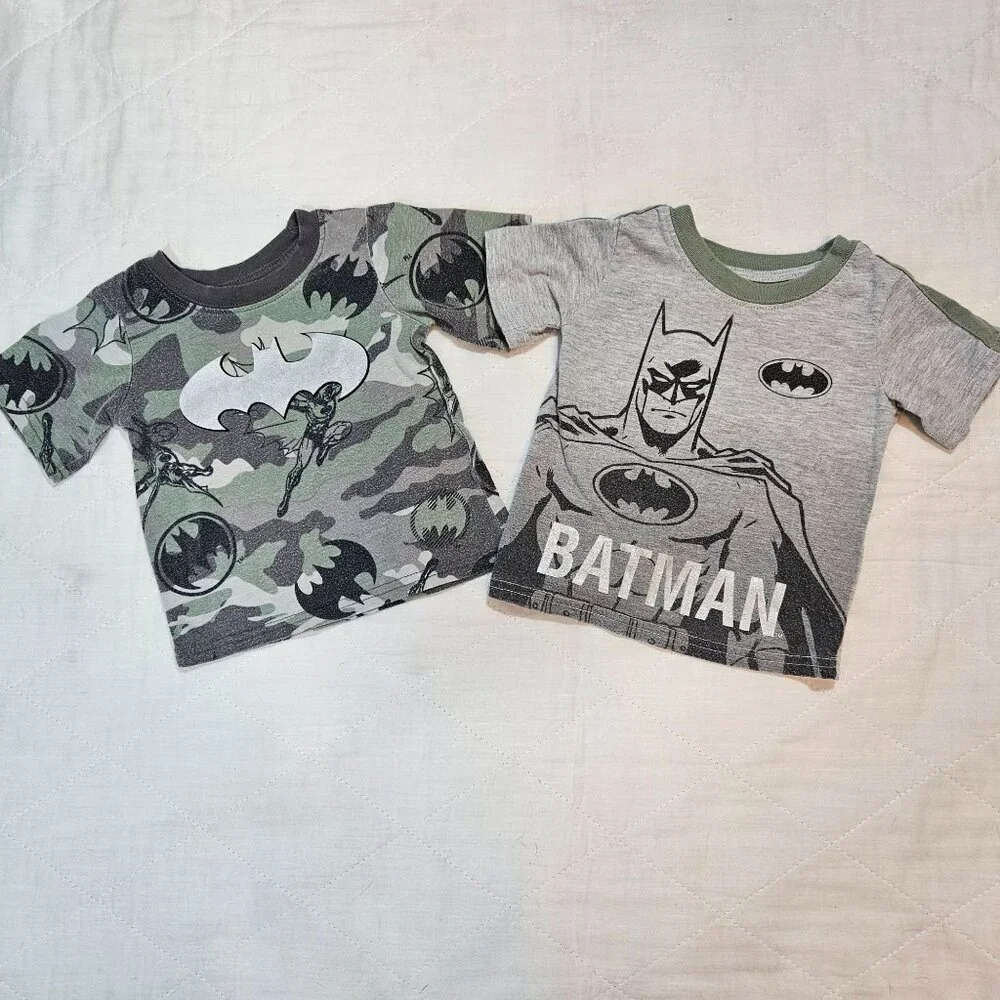 Justice League Baby Hero Lot Sz 12M Batman Superman Aquaman 3 Bodysuits 2 Shirts